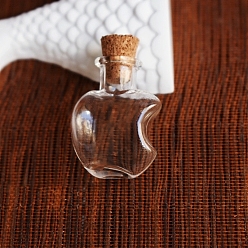 Яблоко Украшение для бутылок из прозрачного стекла, стеклянные пустые бутылки желаний с пробкой, флаконы своими руками для подвесных украшений, яблоко, 2.8x2.1 см