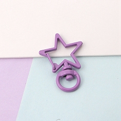 Medium Purple Spray Painted Alloy Swivel Snap Clasps, for Bag Making, Star, Medium Purple, 34x24mm