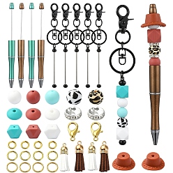 (52) Непрозрачная лаванда Ковбойская тема, наборы для изготовления ювелирных изделий своими руками, ручка и брелок из бисера, с шариковой ручкой из АБС-пластика и брелоком из сплава с бусинами, разноцветные, 4~148x4~14x0.7~14 мм