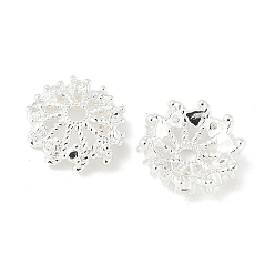 Серебро Колпачки для бусин из прозрачного кубического циркония из латуни, одуванчик, серебряные, 10.5x10x3 мм, отверстие : 1.5 мм