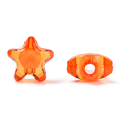 Dark Orange Transparent Acrylic Beads, Bead in Bead, Star, Dark Orange, 20x18x12mm, Hole: 3mm, about 270pcs/500g