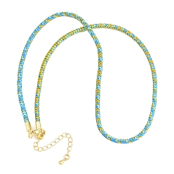 Небесно-голубой Изготовление ожерелий из плетеного поликоттонового шнура, с латунными выводами и 303 застежками из лобстера из нержавеющей стали, реальный 18 k позолоченный, голубой, 18.11~18.19 дюйм (46~46.2 см)