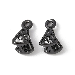 Черный Латунь микро проложить кубический цирконий, без свинца и без кадмия, долговечный, стойки покрытие, чёрные, 10x6x5.5 мм, отверстие : 1.2 мм