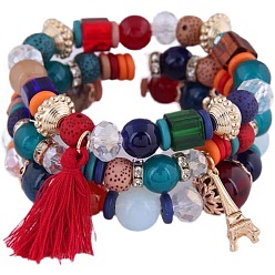 3# Metal Tower Tassel Candy Bead Multi-layer Fashion Bracelet for Chic Style