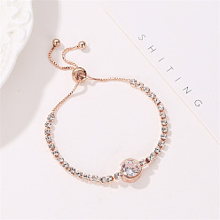 Rose Gold Round 10940 Vintage Fashion Pearl Bracelet with Heart-shaped Pendant - European and American Style