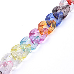Colorful Handmade Transparent Acrylic Twisted Chains, Curb Chains, Colorful, Links: 23x16.7x4.7mm, 39.37 inch(1m)/strand