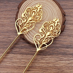 Золотой Палочки железа волос, аксессуары для волос для женщин и девочек, павлиньи перья, золотые, 160x27 мм