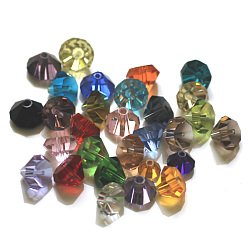 Mixed Color Imitation Austrian Crystal Beads, Grade AAA, Faceted, Diamond, Mixed Color, 9.5~10x7~8mm, Hole: 0.9~1mm