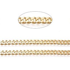Real 18K Gold Plated Brass Cuban Link Chains, Chunky Curb Chains, Oval, Unwelded, Long-Lasting Plated, with Spool, Real 18K Gold Plated, Link: 7.5x9x2mm, about 16.4 Feet(5m)/roll