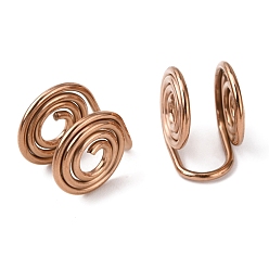 Rose Gold 304 Stainless Steel Spiral Pad Cuff Earrings, Wire Wrap Jewelry for Non-pierced Ears, Rose Gold, 12x10x7.5~8mm