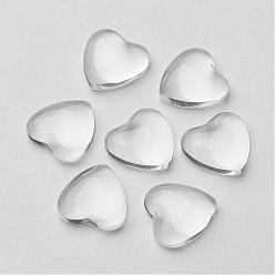 Clear Transparent Glass Cabochons, Heart, Clear, 18x18mm, 4.5mm(Range: 4~5mm) thick