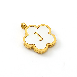 Letter J Подвески-буквы-цветы из нержавеющей стали золотистого тона с паве белого цвета, буква J, 13 мм