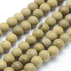 Wood Natural Camphor Wood Beads Strands, Round, Dyed, 8mm, Hole: 1mm, about 50pcs/strand, 15.7 inch(40cm)