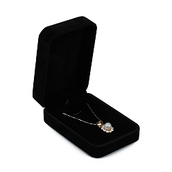 Black Rectangle Velvet Jewelry Pendant Storage Box, Jewerly Gift Case for Pendant Necklaces, Black, 10x7x3.5cm