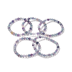 Флюорит Натуральный флюорит бисером браслеты простирания, класс 2, граненые круглые, внутренний диаметр: 2~2-1/4 дюйм (5.2~5.5 см), бусина : 5.8~6.8 mm