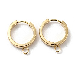 Real 24K Gold Plated 201 Stainless Steel Huggie Hoop Earrings Findings, with Vertical Loop, with 316 Surgical Stainless Steel Earring Pins, Ring, Real 24K Gold Plated, 18x4mm, Hole: 2.7mm, Pin: 1mm
