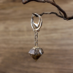 Mixed Stone Natural Mixed Gemstone Chips Inside Resin Diamond Keychain, Pendant: 3x2.5cm
