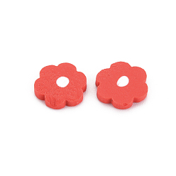 Red Handmade Polymer Clay Cabochons, Flower, Red, 9~10x9~10x2mm, about 5800pcs/1000g