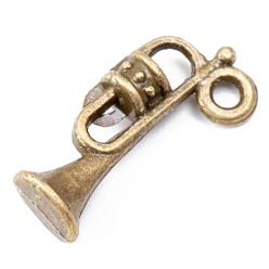 Antique Bronze Antique Alloy Pendant, Trumpet, Antique Bronze, 20x9x5mm