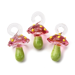 Красный Подвески лэмпворк ручной работы, неровный, гриб, красные, 24.5~29.5x15~18.5 мм, отверстие : 2~5 мм