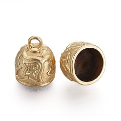 Matte Gold Color Tibetan Style Alloy Cord Ends, End Caps, Lead Free & Nickel Free & Cadmium Free, Real 18K Gold Plated, Matte Gold Color, 18x15mm, Hole: 3mm
