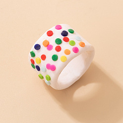 21053 Colorful Geometric Joint Ring in Candy Soft Clay, Fashionable Single Ring Jewelry