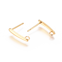 Golden 304 Stainless Steel Ear Stud Components, with Loop, Golden, 15x3mm, Hole: 1.8mm, Pin: 0.7mm