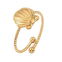 Золотой 304 открытые кольца манжеты из нержавеющей стали, формы раковины, золотые, размер США 7 (17.3 мм)