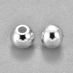 Silver 304 Stainless Steel Beads, Round, Silver, 6x5mm, Hole: 2mm