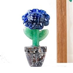 Содалитовое Украшения для витрин из натурального содалита, фигурка для украшения дома, энергетический камень рейки для исцеления, подсолнечник, 43x80 мм