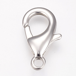 Stainless Steel Color 304 Stainless Steel Lobster Claw Clasps, Parrot Trigger Clasps, Stainless Steel Color, 23x14x5mm, Hole: 3mm