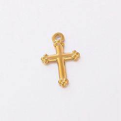 Golden 304 Stainless Steel Pendants, Cross Charm, Religion, Golden, 18x11mm