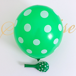 Lime Polka Dot Pattern Round Rubber Inflatable Balloons, for Festive Party Decorations, Lime, 330mm, 100pcs/bag