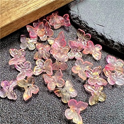 Pearl Pink Gradual Transparent Czech Glass Beads, Butterfly, Pearl Pink, 11mm, Hole: 1.8mm