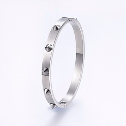 Stainless Steel Color Punk Rock Style, 304 Stainless Steel Bangles, Stainless Steel Color, 2-1/4 inch(5.7cm)x1-7/8 inch(4.8cm), 6mm