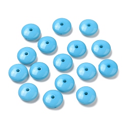 Deep Sky Blue Opaque Acrylic Beads, Disc, Deep Sky Blue, 10x4mm, Hole: 1.6mm, about 2400pcs/500g