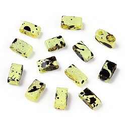 Green Yellow 2-Hole Opaque Glass Seed Beads, Antique Style, Rectangle, Green Yellow, 4.5~5.5x2~2.5x2mm, Hole: 0.5~0.8mm