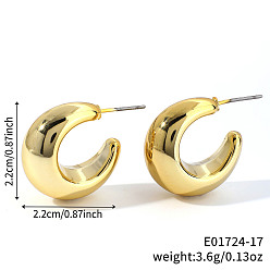 Другие Геометрические блестящие пластиковые серьги-гвоздики, золотые, c-образный, 22x22 мм