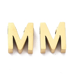 Letter M Ion Plating(IP) 304 Stainless Steel Charms, Alphabet, Golden, Letter.M, 8x7x3mm, Hole: 1.8mm