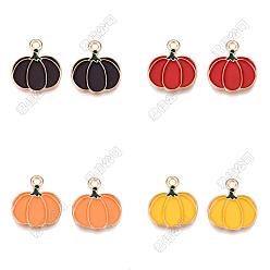 Mixed Color 24Pcs 4 Colors Thanksgiving Day Theme Alloy Enamel Pendants, Light Gold, Lead Free & Cadmium Free, Pumpkin, Mixed Color, 18x15.5x1mm, 6pcs/color