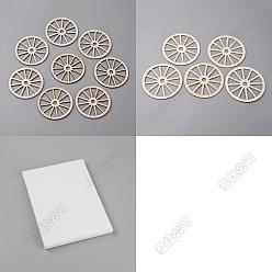 Античный Белый 40 шт. 2 стили незаконченные пустые деревянные подвески в виде колеса набор для рисования, пирография, домашнего декора, старинный белый, 50~100x1.5 мм, отверстие : 5~10 мм, 20 шт / стиль