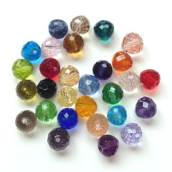 Mixed Color Imitation Austrian Crystal Beads, Grade AAA, Faceted, Teardrop, Mixed Color, 10mm, Hole: 0.9~1mm