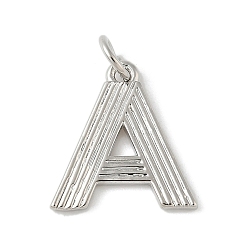 Letter A Латунные подвески, с целью перехода в кольце, письмо амулеты, стойки покрытие, долговечный, без кадмия и без свинца, платина, буква a, 15x14x1.5 мм, отверстие : 3.5 мм