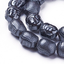 Non-magnetic Hematite Non-magnetic Synthetic Hematite Beads Strands, Buddha Head, 10.5x9x8.5mm, Hole: 1mm, about 39pcs/strand, 16.1 inch(41cm)