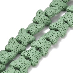 Темный Морско-зеленый Бусы из натуральной лавы, окрашенные, бабочка, темно-зеленый, 13.5x12x6.5 мм, отверстие : 1 мм, около 35 шт / нитка, 13.78~13.98'' (35~35.5 см)