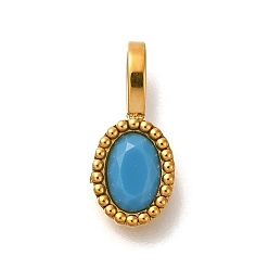 Голубой Турмалин AB Ионное покрытие (ip) 304 подвески из нержавеющей стали со стразами, овальные амулеты, реальный 14 k позолоченный, указатель ab, 14.5x7x4 мм, отверстия: 4.5z2.5mm