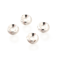 Серебро Латунные бусины, долговечный, без кадмия и без свинца, плоско-круглые, серебряные, 4x1.5 мм, отверстие : 1.4 мм