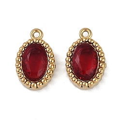 (123L) Белый крем непрозрачный блеск Ионное покрытие (ip) 304 подвески из нержавеющей стали с микропаве из кубического циркония, реальный 18 k позолоченный, овальный шарм, огнеупорный кирпич, 10.5x6.5x3 мм, отверстие : 0.8 мм