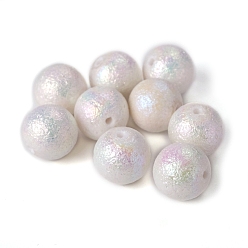 White Opaque Frosted Acrylic Beads, Round, White, 16mm, Hole: 2.2mm