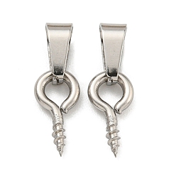 Нержавеющая Сталь Цвет Устойчивые к потускнению 304 нержавеющая сталь винты с ушком штифтовые скобы, с 201 защелкой из нержавеющей стали на поручнях, за половину пробурено бисера, цвет нержавеющей стали, 15 мм, отверстие : 5.5x2.5 мм, штифты : 5x1 мм